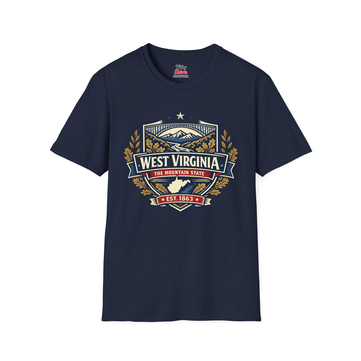 West Virginia Heritage Badge Unisex Softstyle T Shirt State Pride Graphic Tee Collections FS03