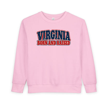 Virginia Born and Raised Retro 1970s Unisex Toddler Sweatshirt