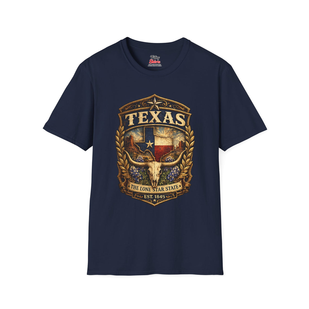 Texas Heritage Badge Unisex Softstyle T Shirt State Pride Graphic Tee Collections FS03