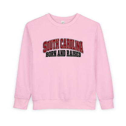 South Carolina Born and Raised Old-School Athletic Unisex Toddler Sweatshirt
