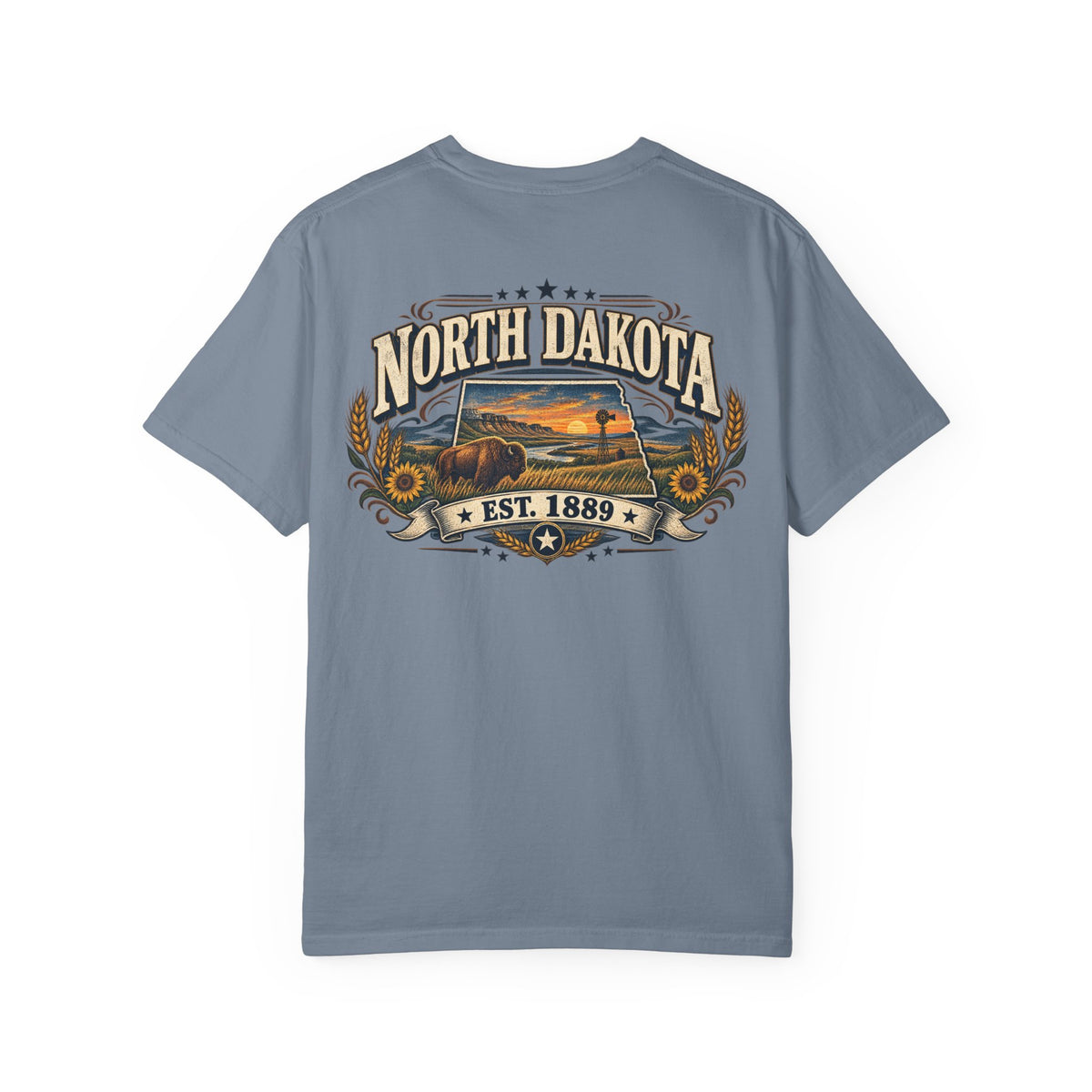 North Dakota Established 1889 Unisex Comfort Color 1717 Streetwear Graphic Tee