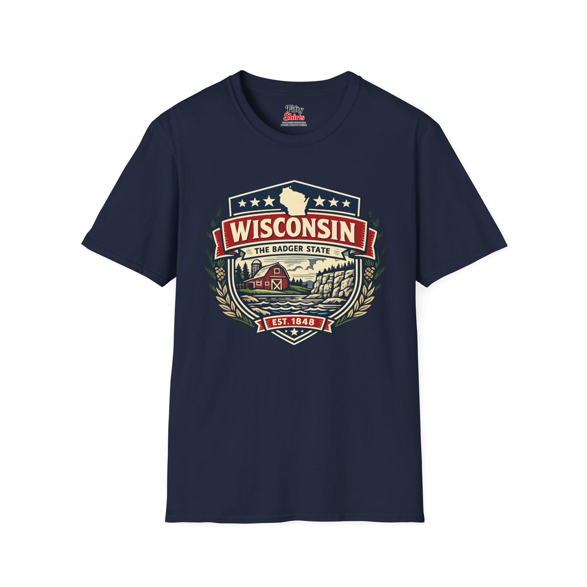 Wisconsin Heritage Badge Unisex Softstyle T Shirt State Pride Graphic Tee Collections FS03