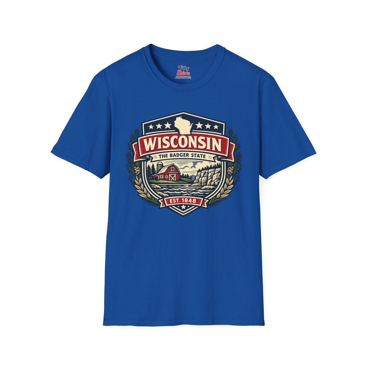 Wisconsin Heritage Badge Unisex Softstyle T Shirt State Pride Graphic Tee Collections FS03
