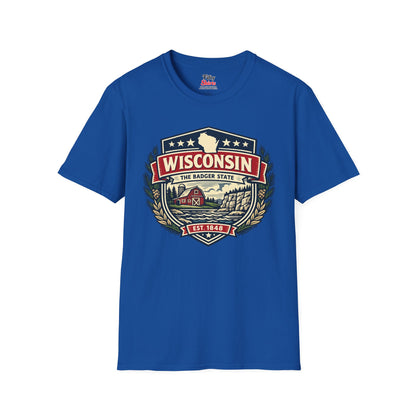 Wisconsin Heritage Badge Unisex Softstyle T Shirt State Pride Graphic Tee Collections FS03