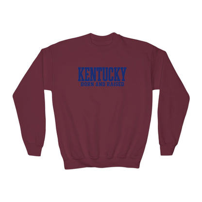 Kentucky Born and Raised Premium Streetwear Unisex Youth Crewneck Sweatshirt Graphic
