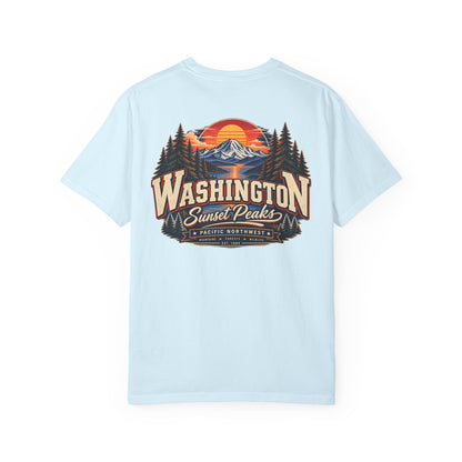 Washington Sunset Peaks Unisex Comfort Color 1717 Streetwear Graphic Tee