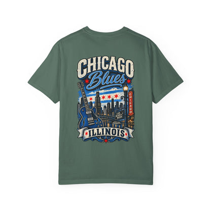Chicago Illinois Blues Streetwear Unisex Comfort Color 1717 Streetwear Graphic Tee