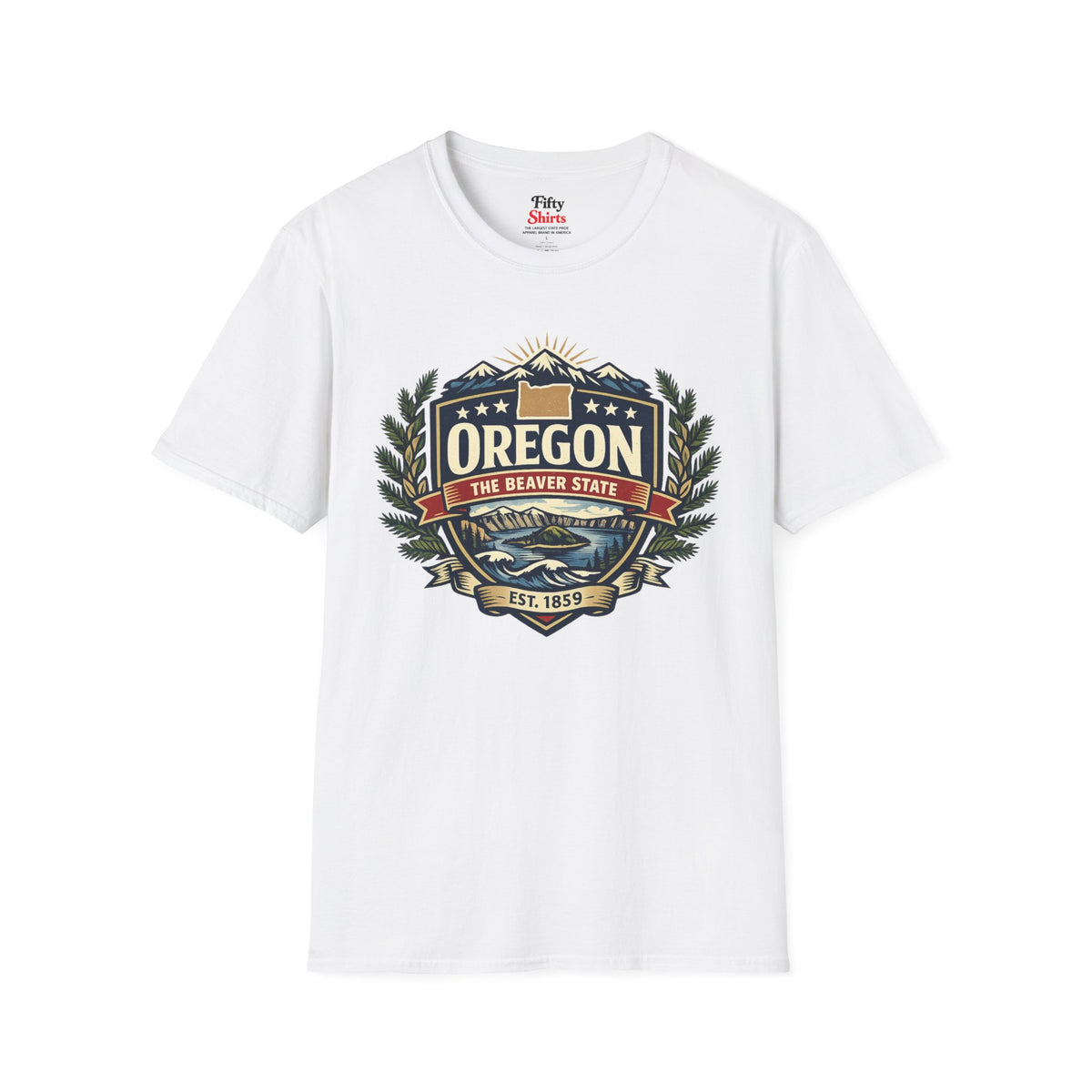 Oregon Heritage Badge Unisex Softstyle T Shirt State Pride Graphic Tee Collections FS03