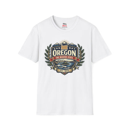 Oregon Heritage Badge Unisex Softstyle T Shirt State Pride Graphic Tee Collections FS03