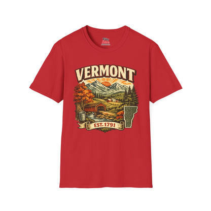 Vintage Vermont Heritage Unisex Softstyle T Shirt State Pride Graphic Tee Collections FS03