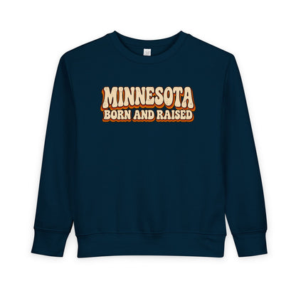 Minnesota Born and Raised Retro 1970s Unisex Toddler Sweatshirt