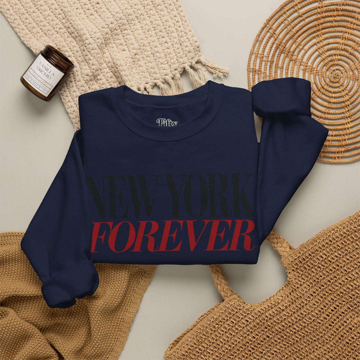 New York Forever Unisex Crewneck Sweatshirt State Name Graphic