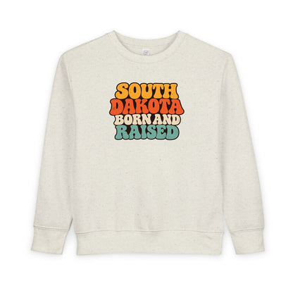 South Dakota Born and Raised Retro 1970s Unisex Toddler Sweatshirt