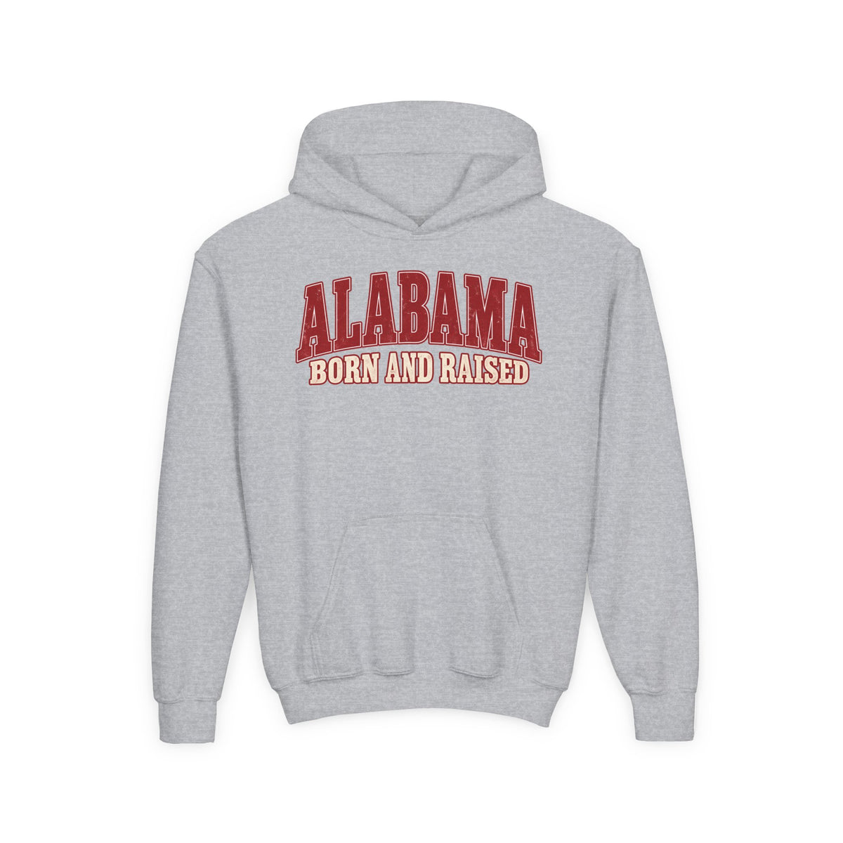 Alabama Born and Raised Classic Southern Heritage Unisex Youth Heavy Blend Hooded Sweatshirt Graphic