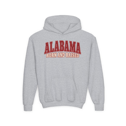 Alabama Born and Raised Classic Southern Heritage Unisex Youth Heavy Blend Hooded Sweatshirt Graphic