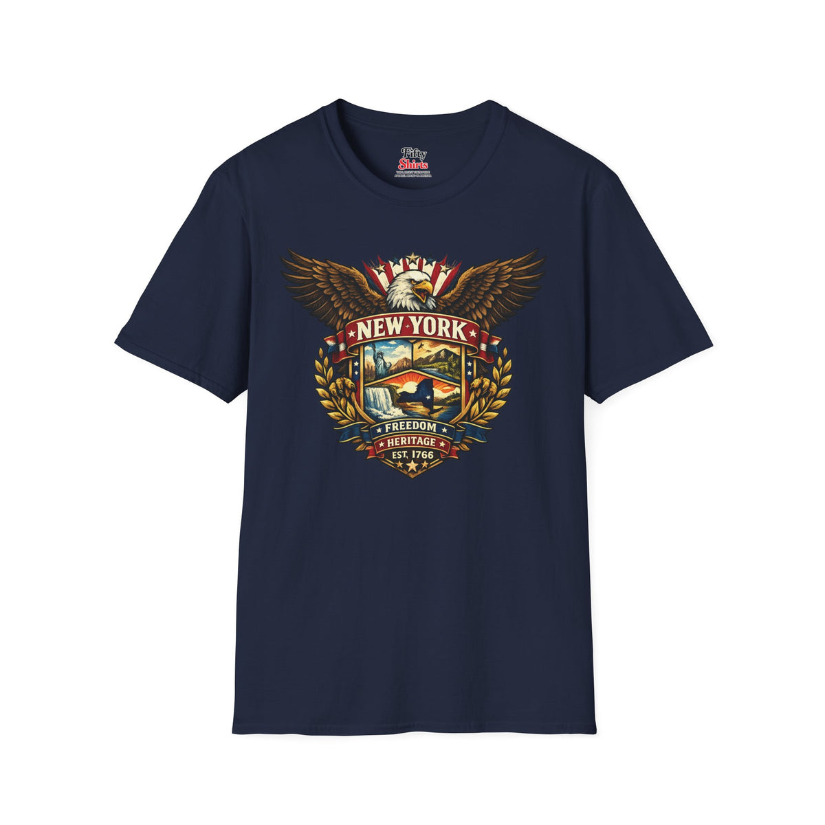New York American Eagle Unisex Softstyle T Shirt State Pride Graphic Tee Collections FS03