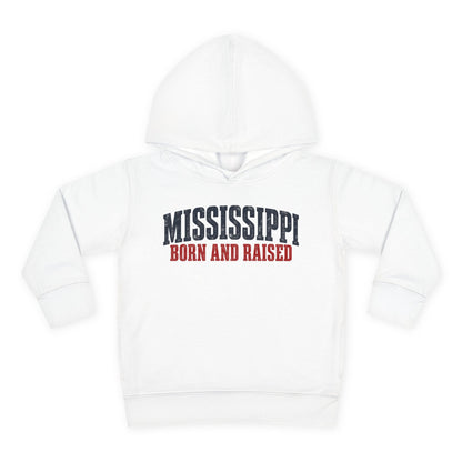 Mississippi Born and Raised Minimal Vintage Unisex Toddler Pullover Fleece Hoodie