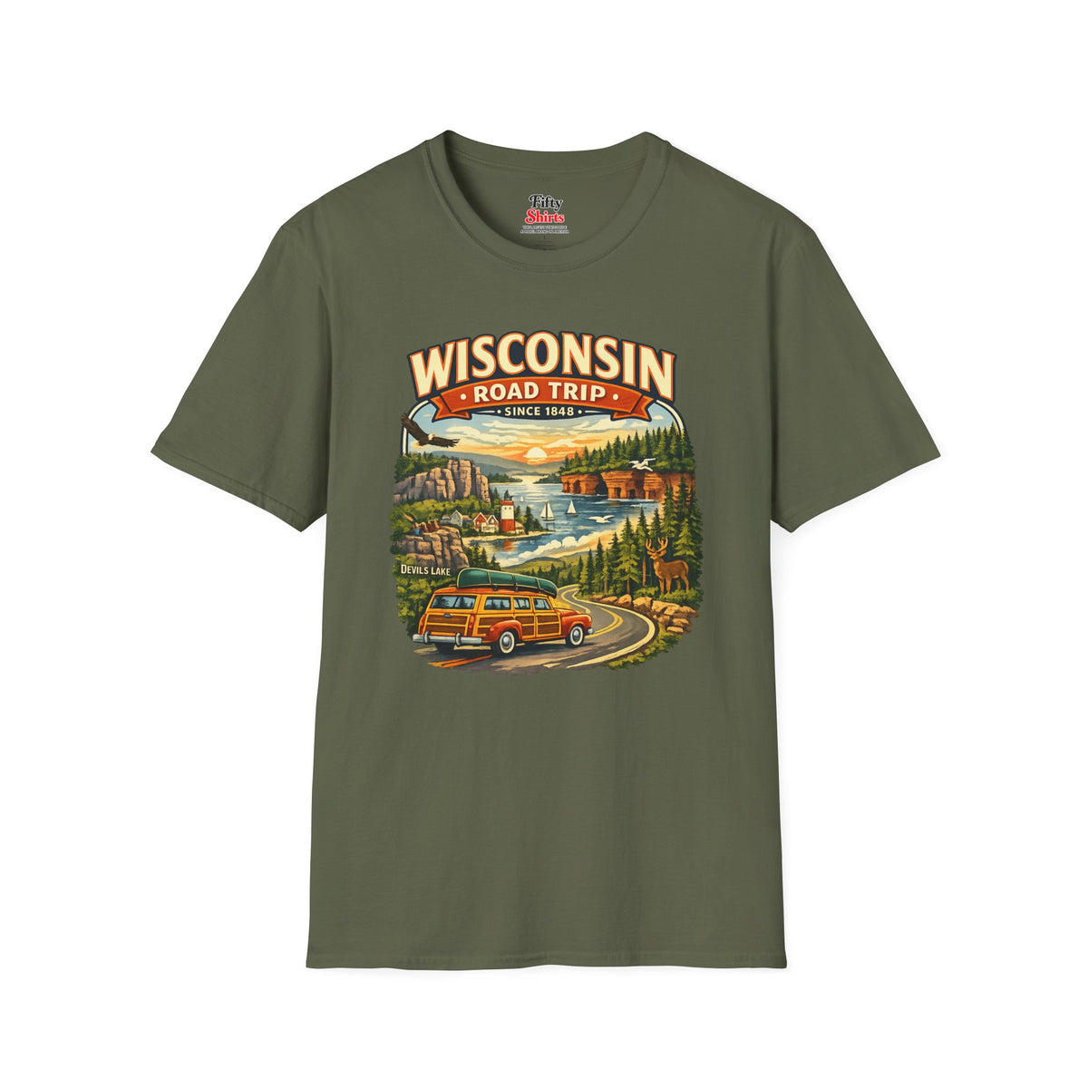 Wisconsin Road Trip Unisex Softstyle T Shirt State Pride Graphic Tee Collections FS03