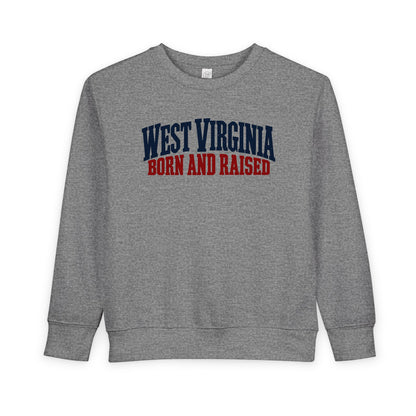 West Virginia Born and Raised Classic Americana Unisex Toddler Sweatshirt