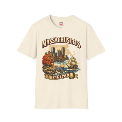 Vintage Massachusetts Heritage Unisex Softstyle T Shirt State Pride Graphic Tee Collections FS03