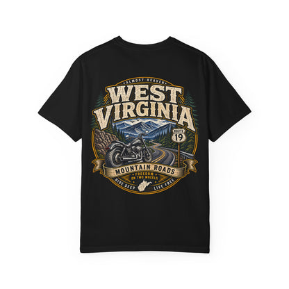 West Virginia Motorcycle Roads Unisex Comfort Color 1717 Streetwear Graphic Tee