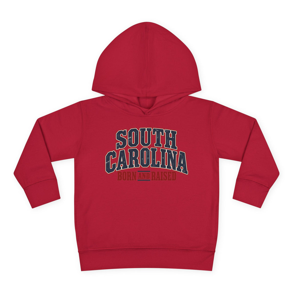 South Carolina Born and Raised Southern Americana Unisex Toddler Pullover Fleece Hoodie