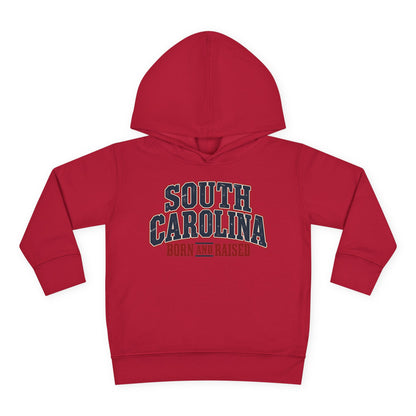 South Carolina Born and Raised Southern Americana Unisex Toddler Pullover Fleece Hoodie