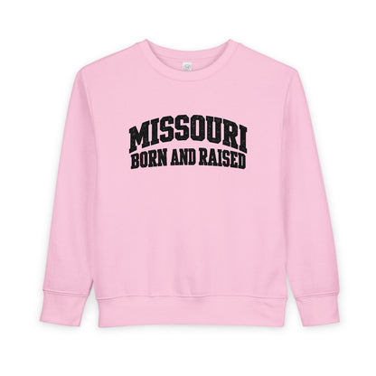 Missouri Born and Raised Collegiate Unisex Toddler Sweatshirt Graphic