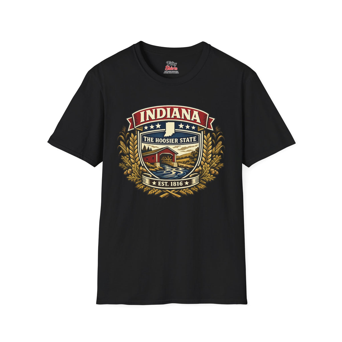 Indiana Heritage Badge Unisex Softstyle T Shirt State Pride Graphic Tee Collections FS03