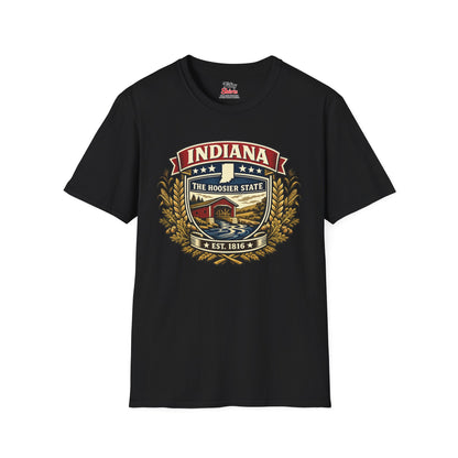 Indiana Heritage Badge Unisex Softstyle T Shirt State Pride Graphic Tee Collections FS03