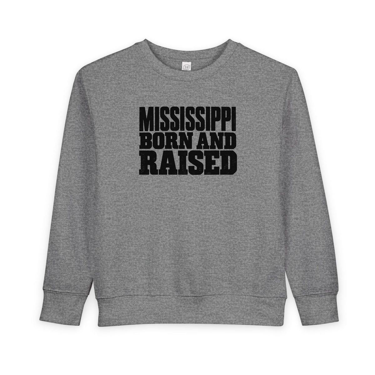 Mississippi Born and Raised Bold Workwear Style Unisex Toddler Sweatshirt
