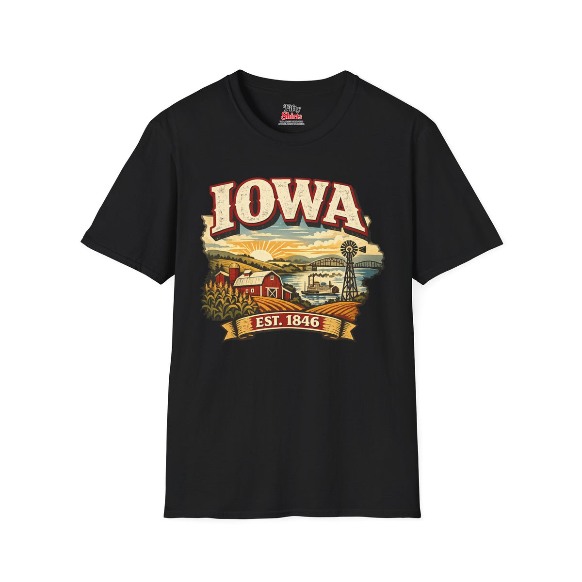 Vintage Iowa Heritage Unisex Softstyle T Shirt State Pride Graphic Tee Collections FS03