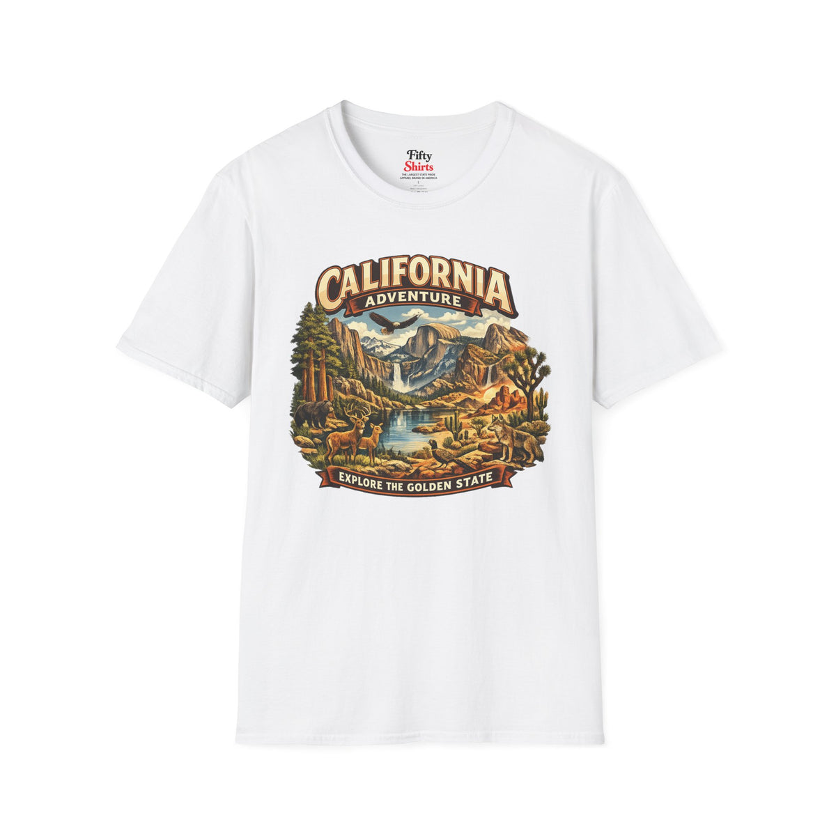 California adventure in Yosemite Unisex Softstyle T Shirt State Pride Graphic Tee Collections FS03