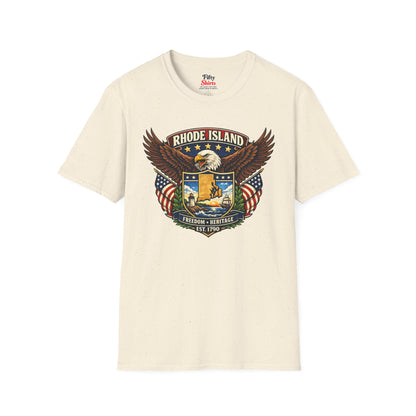 Rhode Island Americana Eagle Unisex Softstyle T Shirt State Pride Graphic Tee Collections FS03