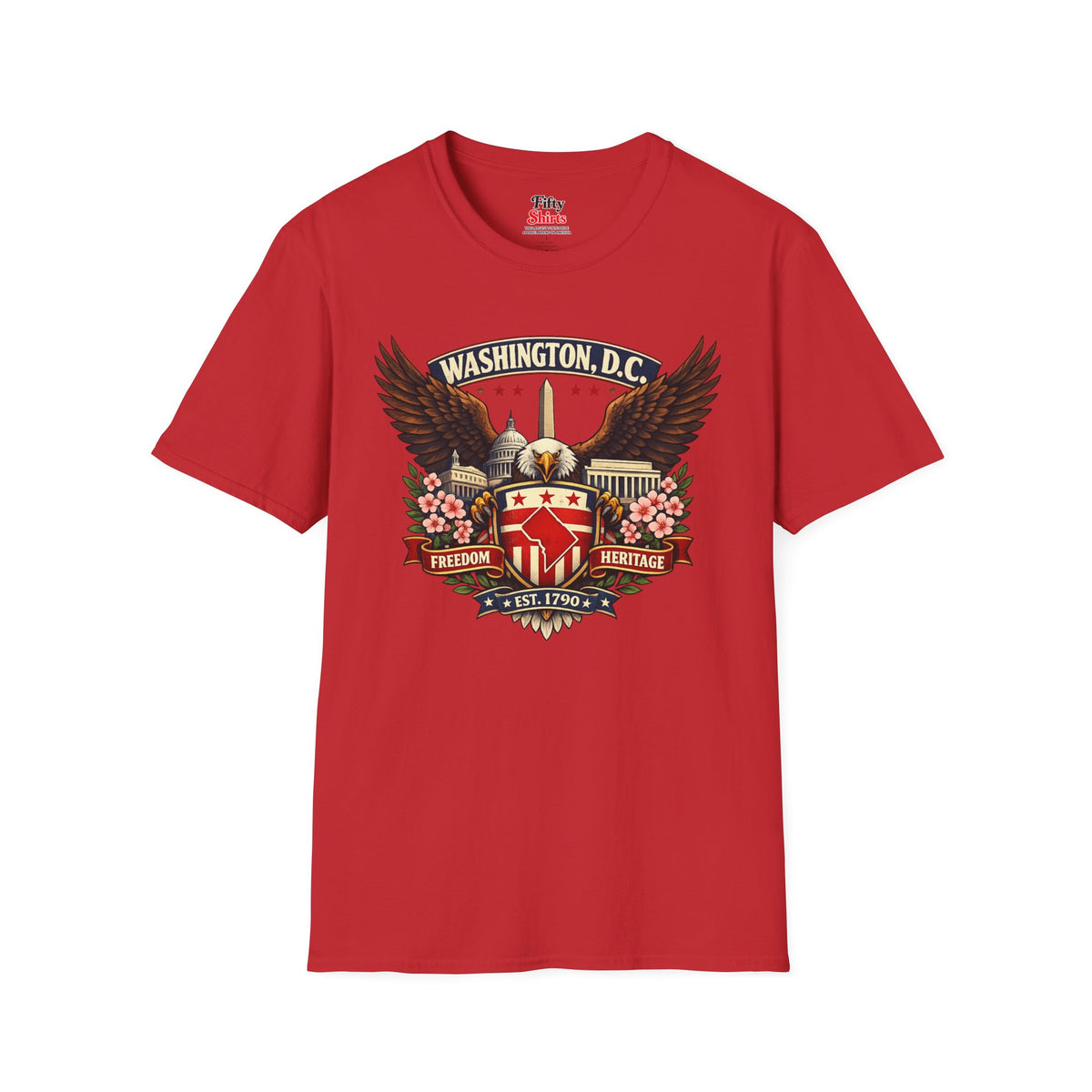 Washington D.C. Americana Eagle Unisex Softstyle T Shirt State Pride Graphic Tee Collections FS03