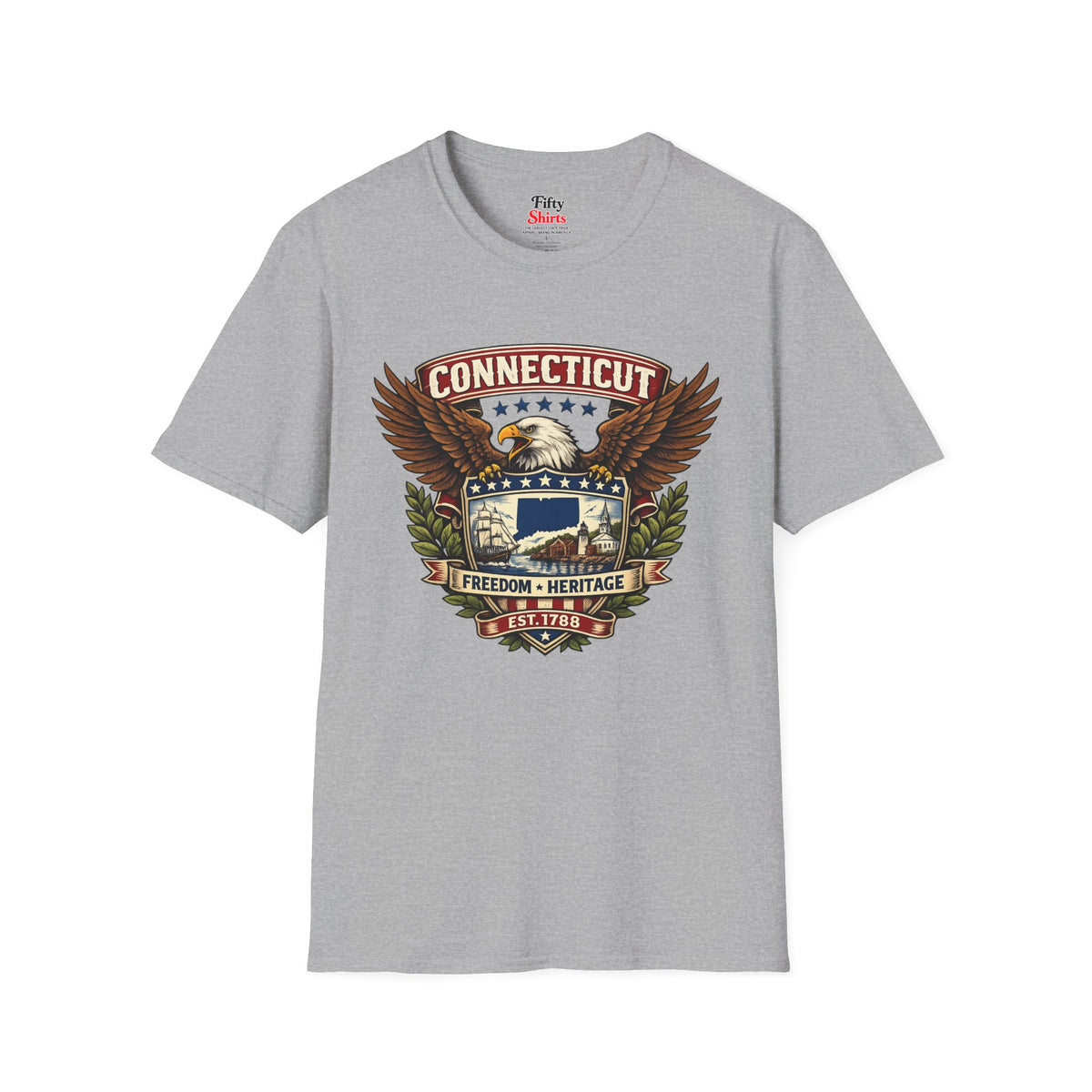 Connecticut American Eagle Unisex Softstyle T Shirt State Pride Graphic Tee Collections FS03