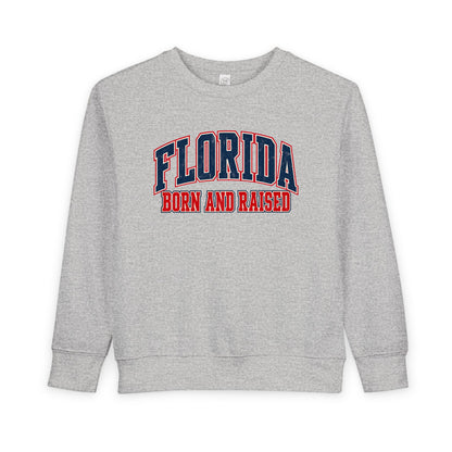 Florida Born and Raised Vintage Collegiate Unisex Toddler Sweatshirt