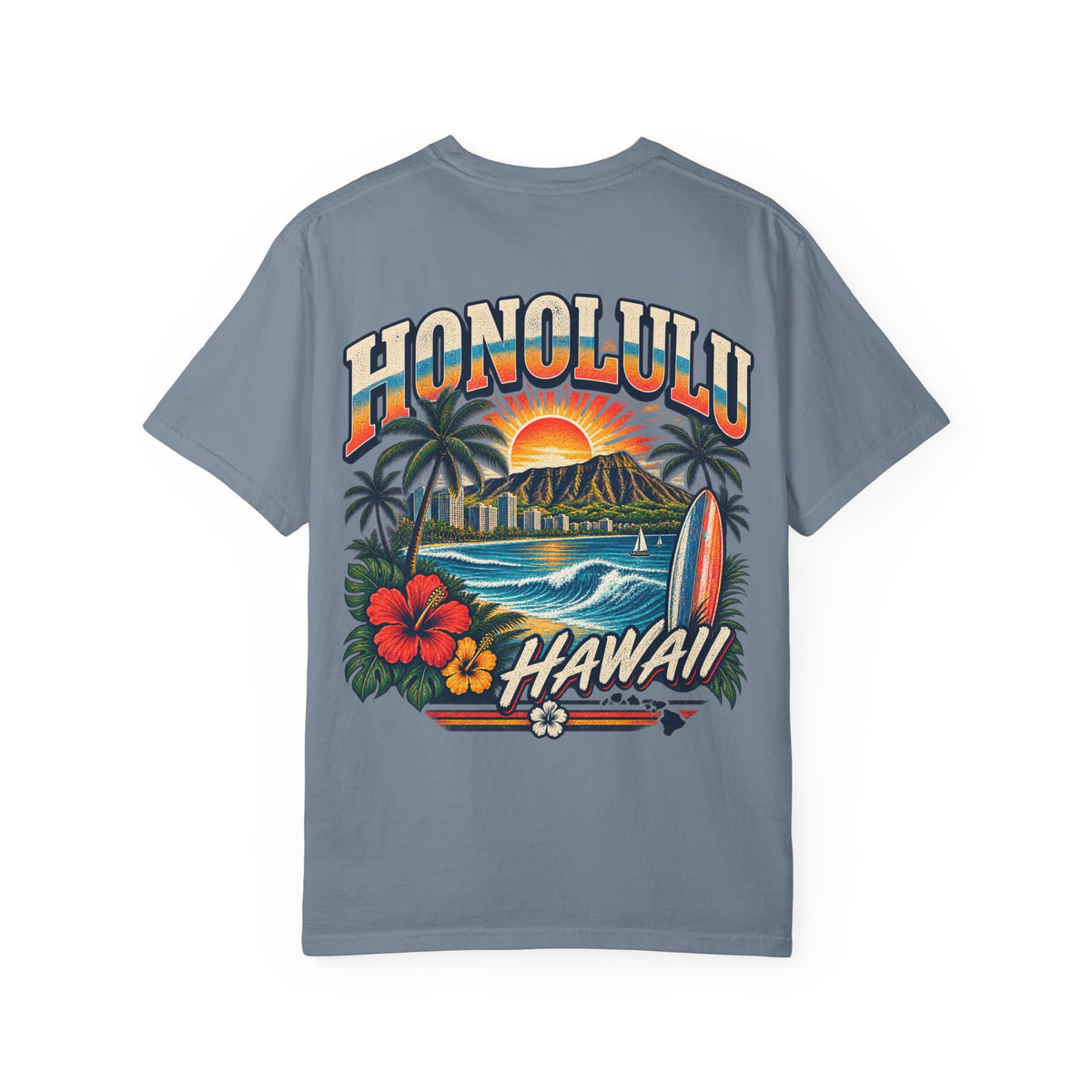 Honolulu Hawaii Unisex Comfort Color 1717 Streetwear Graphic Tee