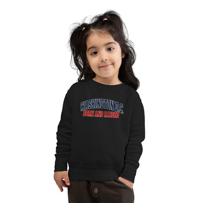 Washington DC Born and Raised Classic Collegiate Unisex Toddler Sweatshirt