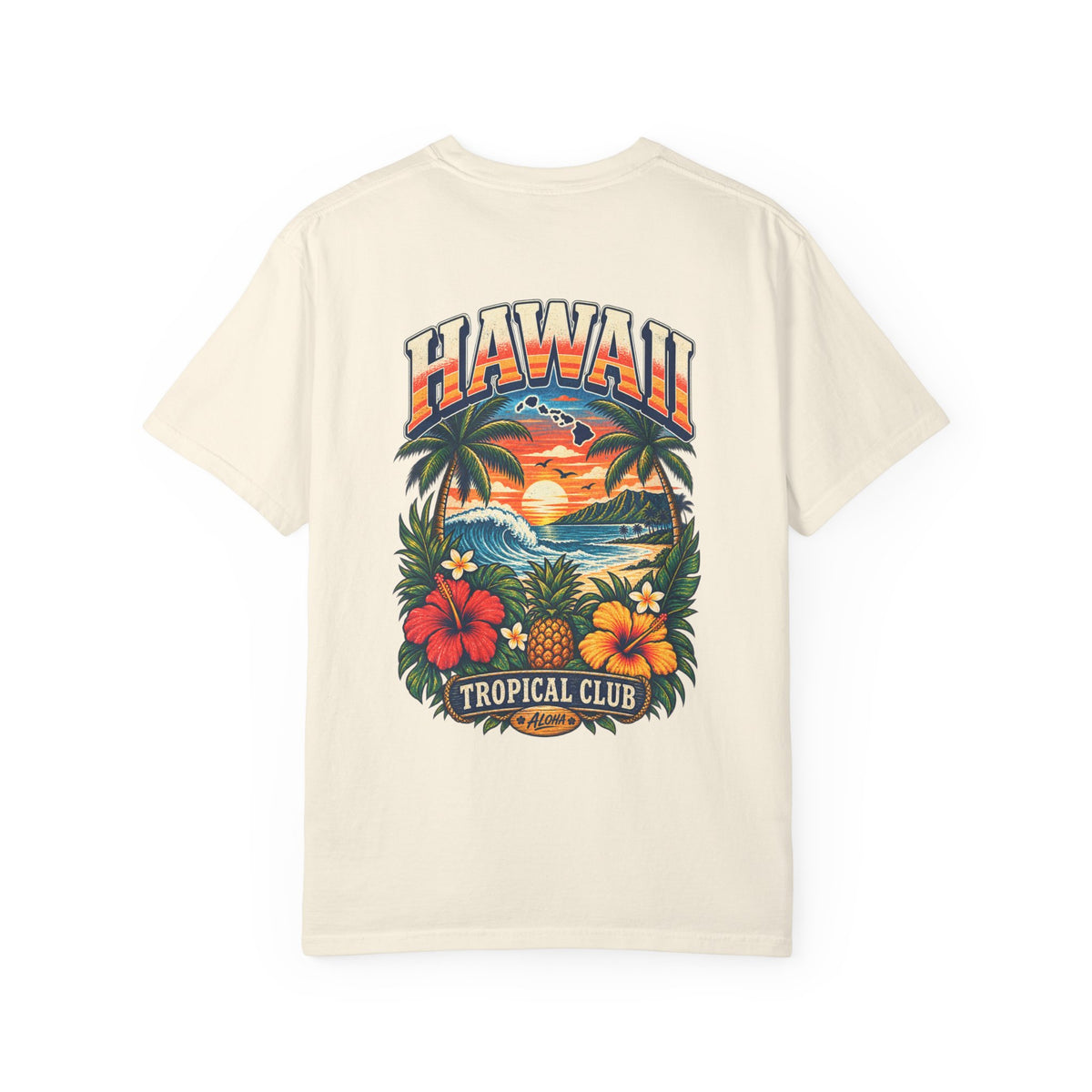 Hawaii Tropical Club Unisex Comfort Color 1717 Streetwear Graphic Tee