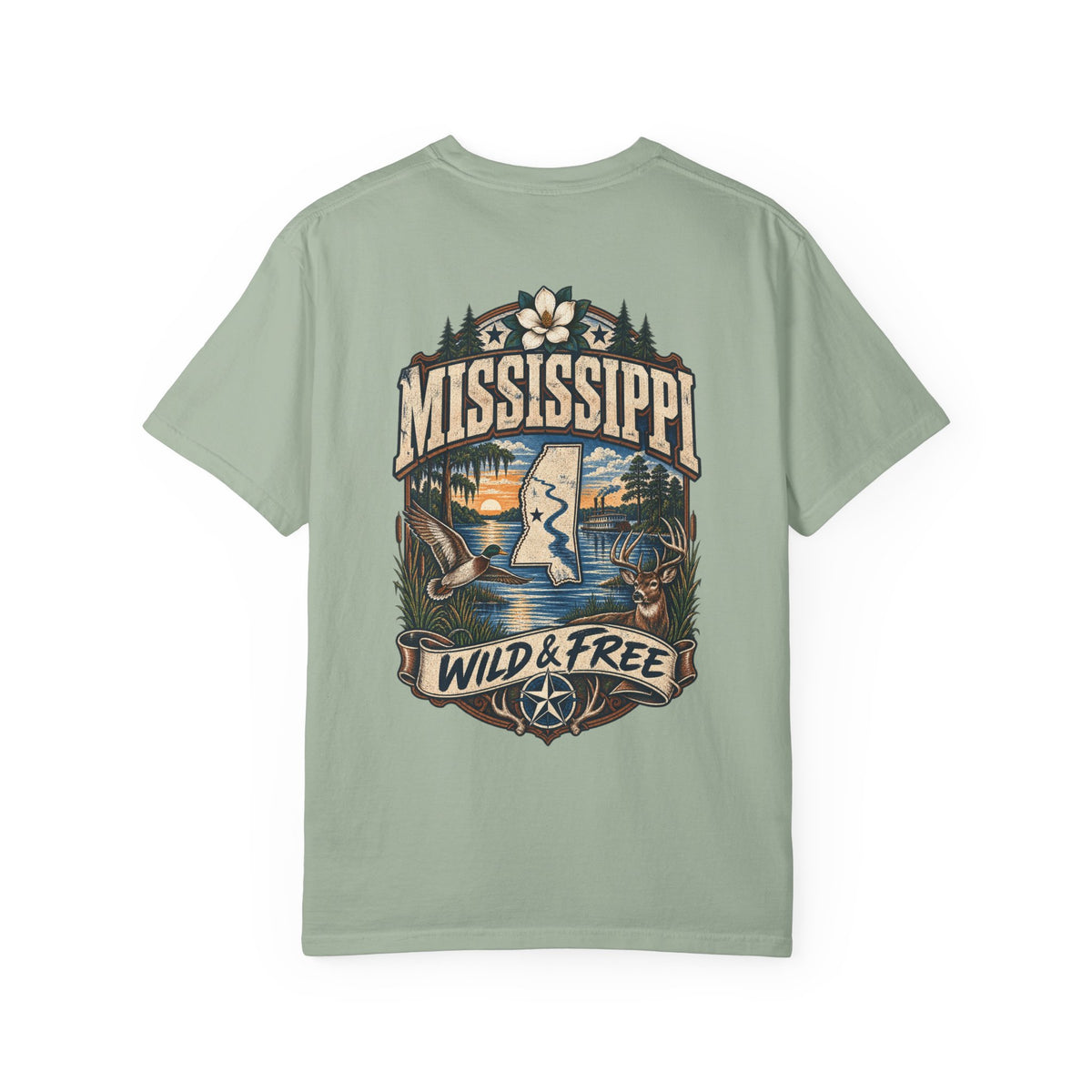 Mississippi Wild & Free Unisex Comfort Color 1717 Streetwear Graphic Tee