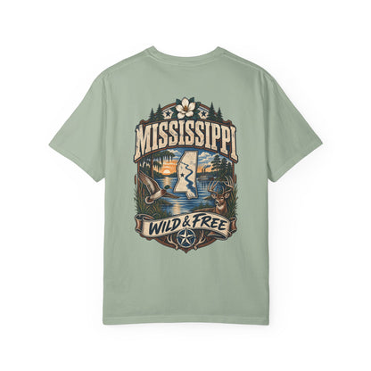 Mississippi Wild & Free Unisex Comfort Color 1717 Streetwear Graphic Tee