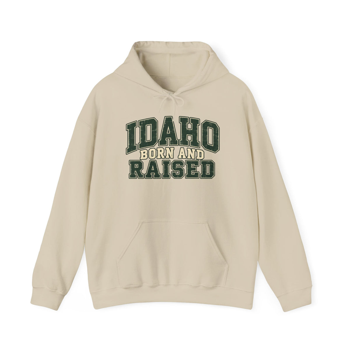 Idaho Born and Raised Unisex Hoodie State Name Graphic