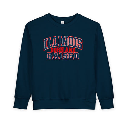 Illinois Born and Raised Vintage Collegiate Unisex Toddler Sweatshirt