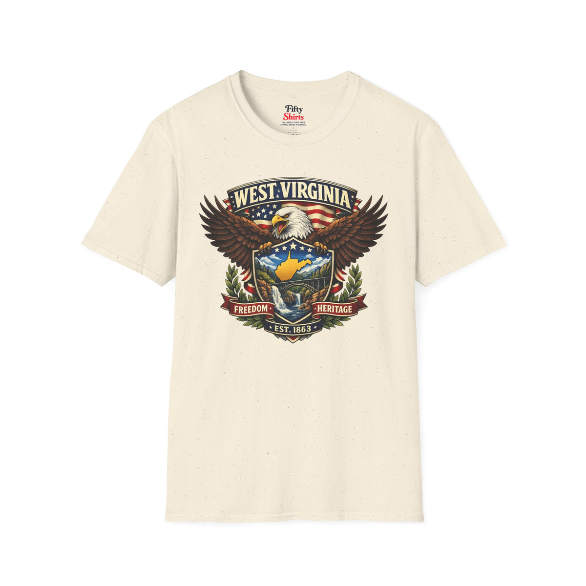 West Virginia Americana Eagle Unisex Softstyle T Shirt State Pride Graphic Tee Collections FS03