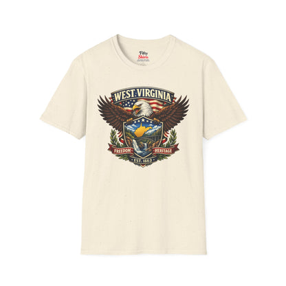 West Virginia Americana Eagle Unisex Softstyle T Shirt State Pride Graphic Tee Collections FS03