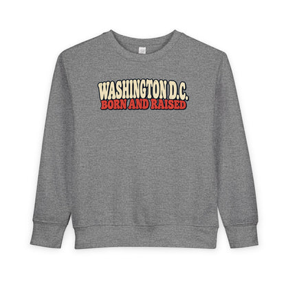 Washington DC Born and Raised Retro 1970s Unisex Toddler Sweatshirt