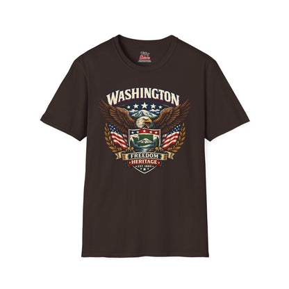 Washington Americana Eagle Unisex Softstyle T Shirt State Pride Graphic Tee Collections FS03