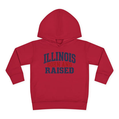 Illinois Born and Raised Bold Hometown Pride Unisex Toddler Pullover Fleece Hoodie