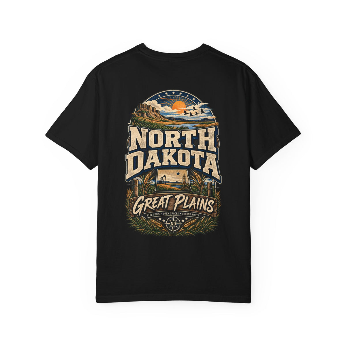North Dakota Great Plains Unisex Comfort Color 1717 Streetwear Graphic Tee